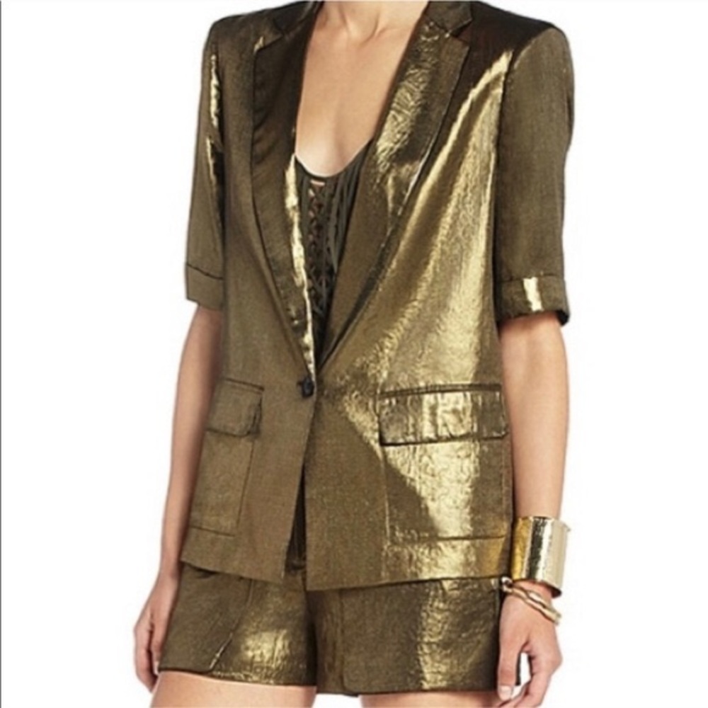 Gold, Short Sleeved Blazer